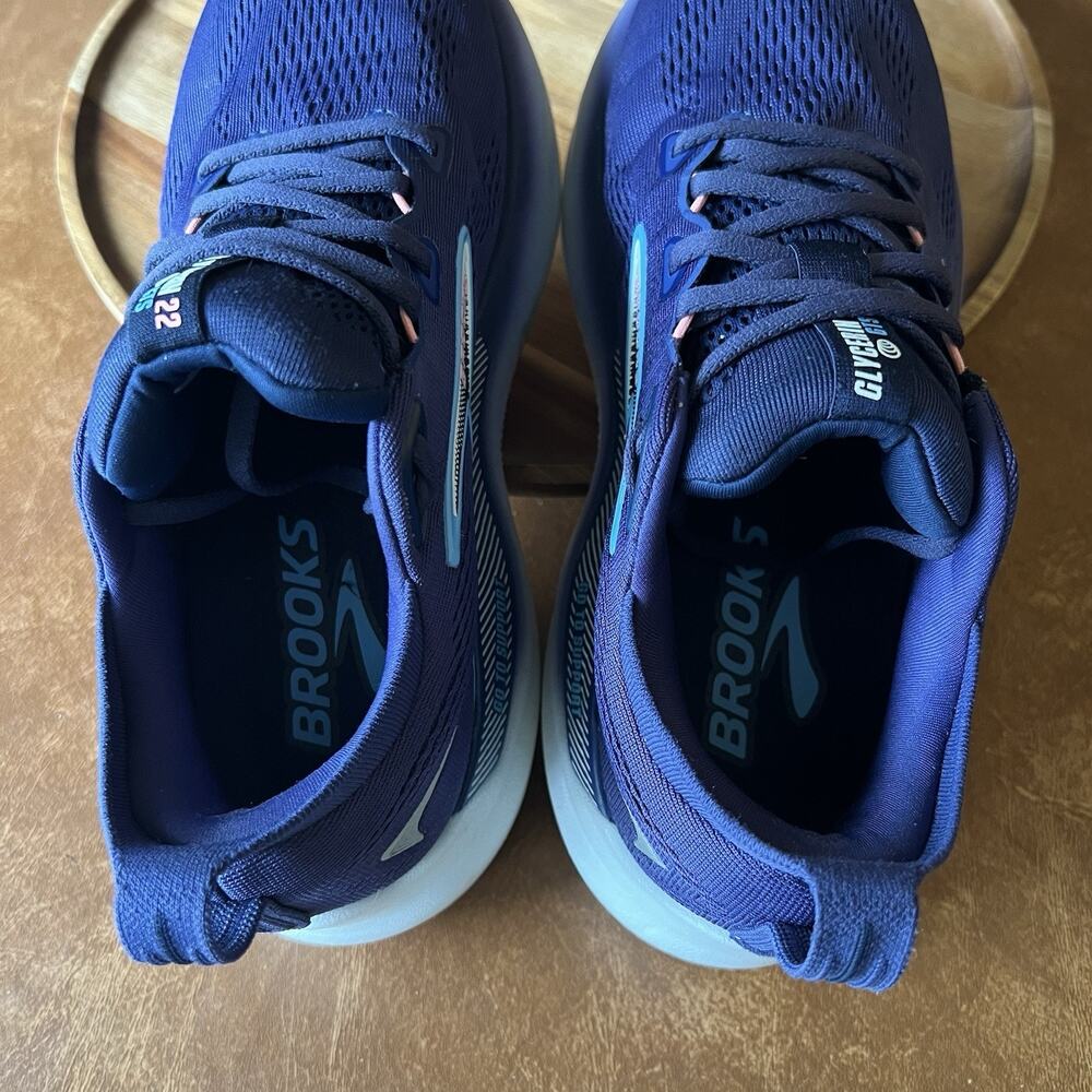 Brooks Glycerin GTS 22 Womens 8 Wide Blue Max Cushioned Running Shoes Sneakers - Picture 4 of 16